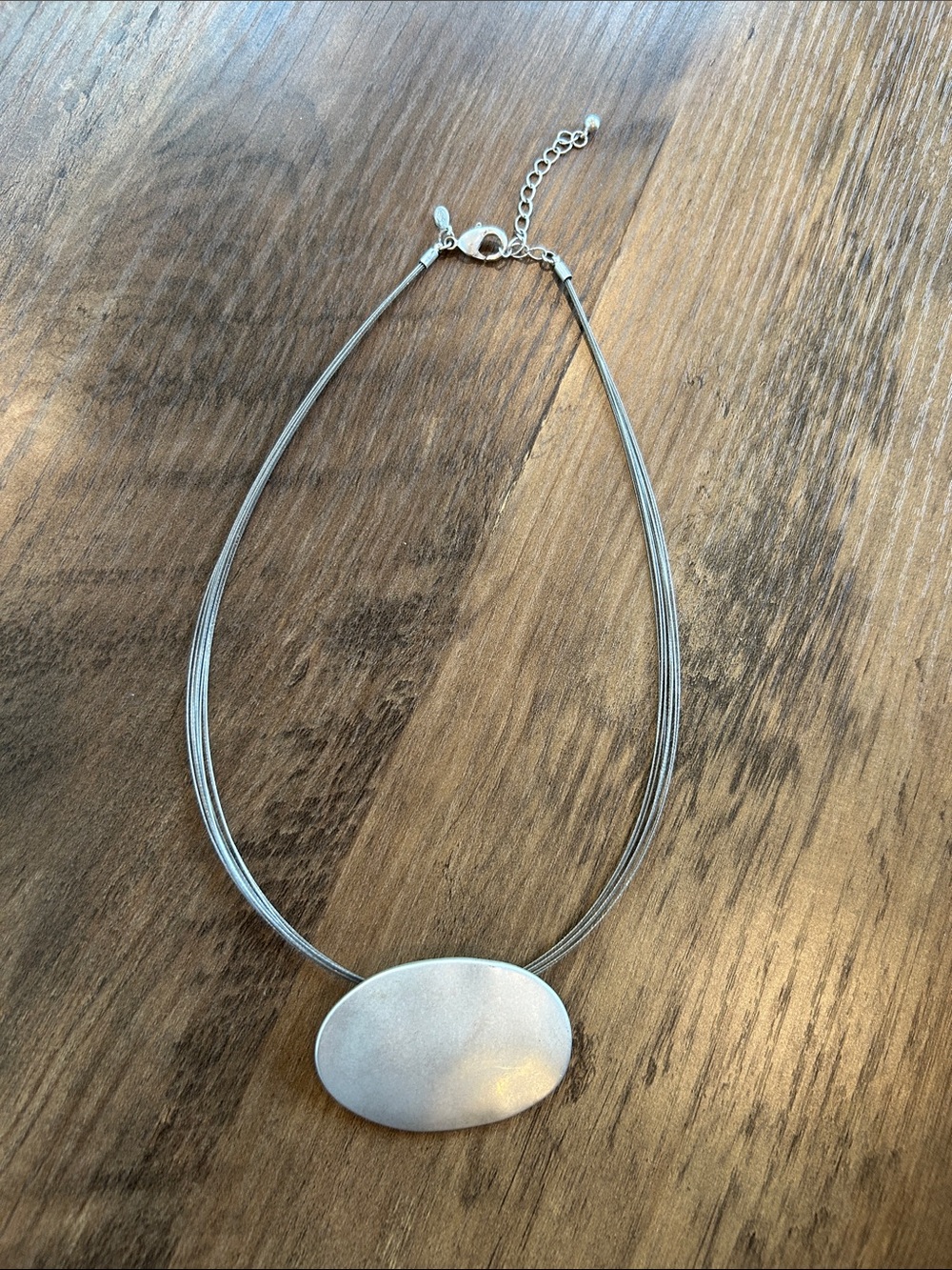 Premier Designs Silver Multi-Strand Necklace with Oval Pendant